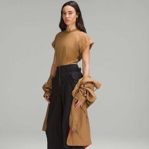 Lululemon Heavyweight Cotton T-Shirt Bodysuit | Back Cutout | Camel | Size S |